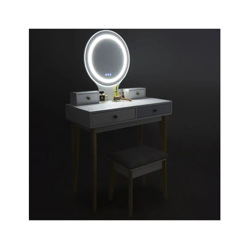Toaletka kosmetyczna z oświetleniem + taboret TOA-02